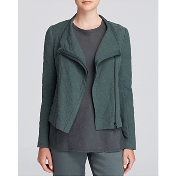 Vince Cypress Scuba Frise Asymmetrical Zipper Jacket size XS moto chic stretchy - Picture 3 of 12